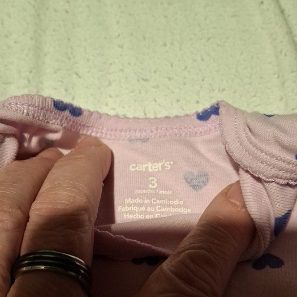 Kids One Pieces Set - Cream and Pink Heart Design (Chi018) - Picture 3 of 4